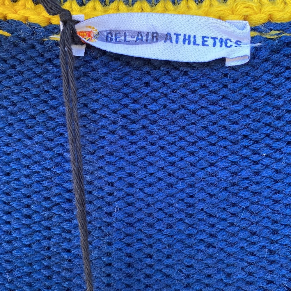 Nordstrom Bel Air Athletics Academy Crest Cardigan, Men’s Blue & Gold, Size XL - Picture 4 of 9